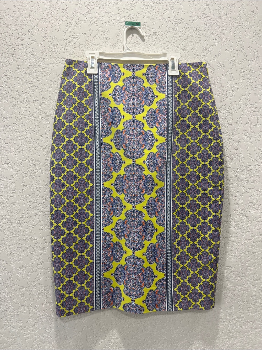 The Limited Yellow and Purple Paisley-Panel Pencil Skirt size 8
